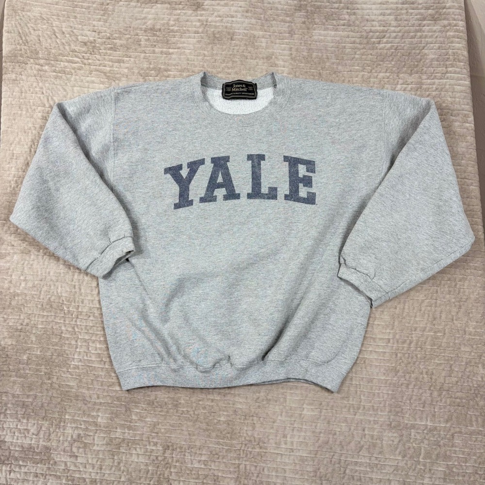 Jones & Mitchell Yale University Sweatshirt Gray Crewneck Mens L Vintage Style